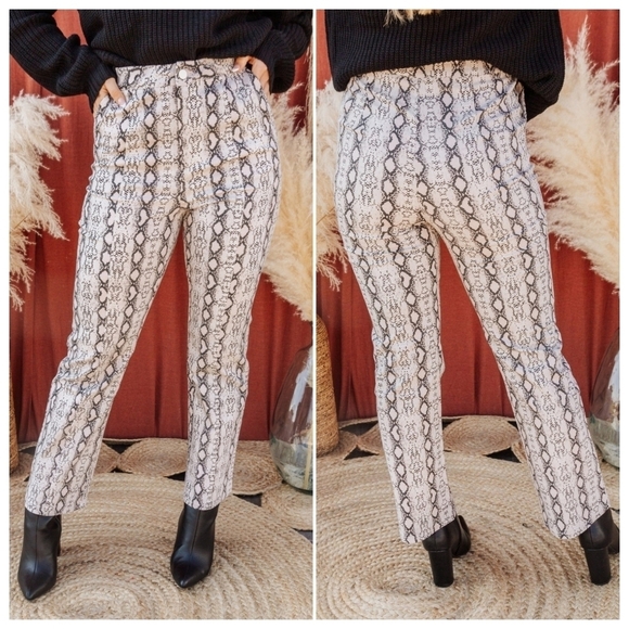 Blue Blush Snake Print High Rise Straight Leg Pants - Picture 2 of 6